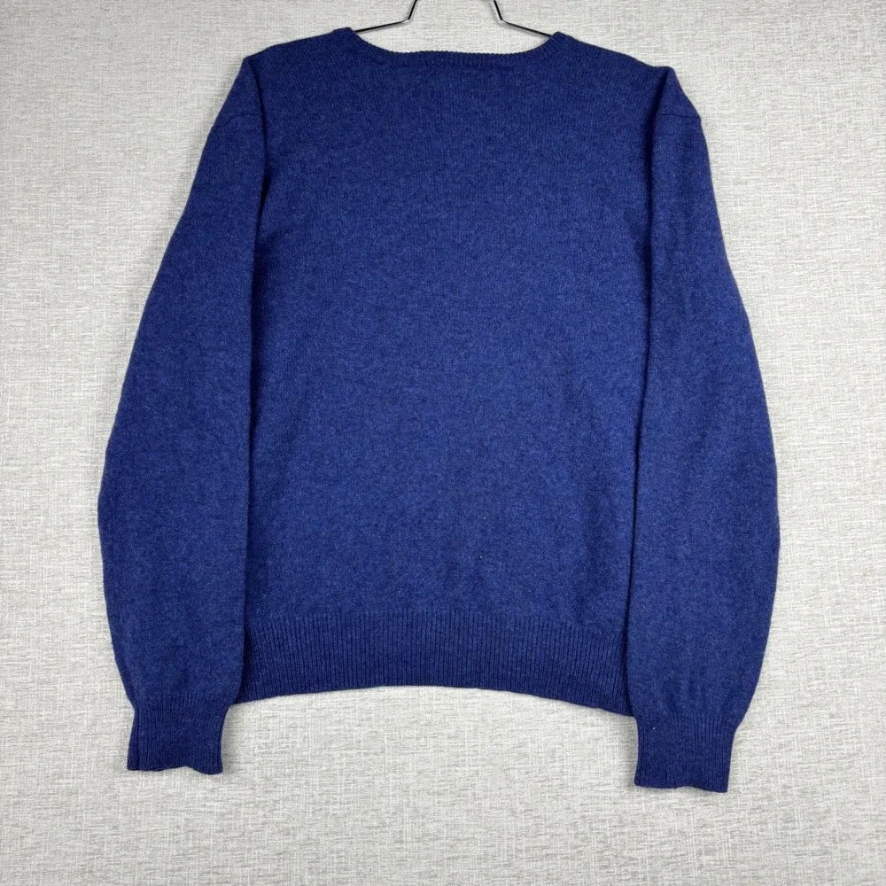 Polo Ralph Lauren Blue Lambswool V-Neck Sweater Mens XL Red Pony Logo